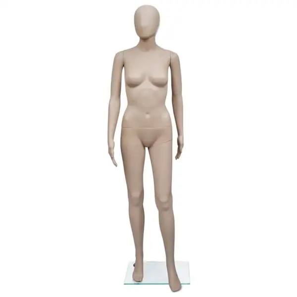 Beež naismannekeen ümmarguse peaga, klaasist alusega, 175 cm – 2