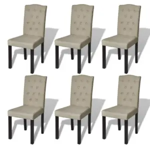 Chesterfield stiilis söögitoolid, 6 tk, beež polüesterkangas, 42 x 53 x 95 cm