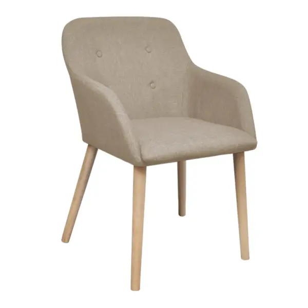 Beežid käetugedega söögitoolid, 2 tk, polüesterkangas ja tammepuidust jalad, 52 x 57 x 76,5 cm – 2