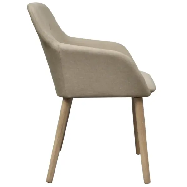 Beežid käetugedega söögitoolid, 2 tk, polüesterkangas ja tammepuidust jalad, 52 x 57 x 76,5 cm – 4