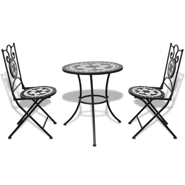 3-osaline bistrookomplekt keraamiliste plaatidega, must-valge – 2