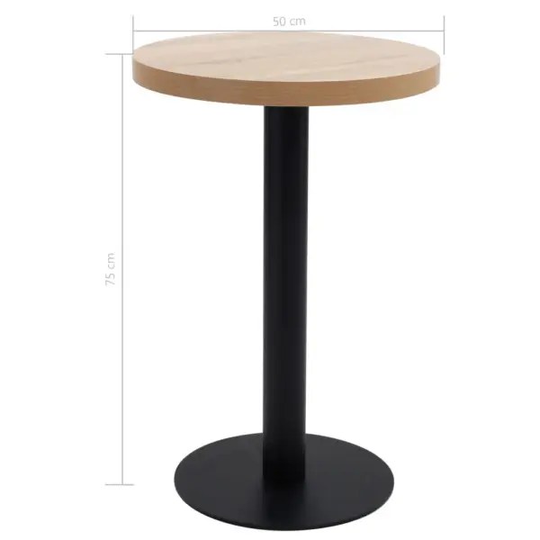 Ümmargune bistroolaud helepruuni MDF lauaplaadi ja musta terasjalaga, 50 x 75 cm – 5