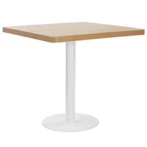 Bistroolaud helepruuni MDF-plaadiga ja valge terasjalaga, 80 x 80 x 75 cm