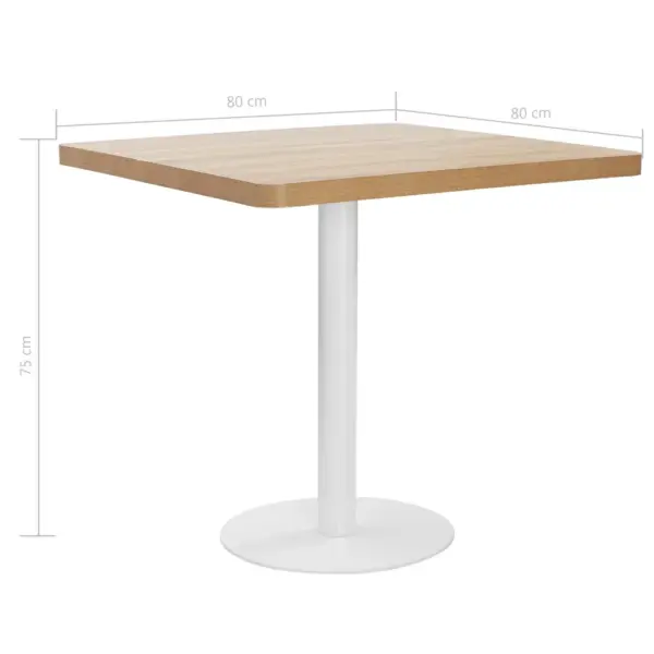 Bistroolaud helepruuni MDF-plaadiga ja valge terasjalaga, 80 x 80 x 75 cm - 6