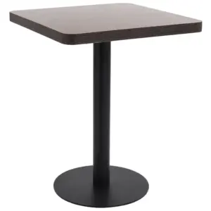 Bistroolaud tumepruun MDF lauaplaat ja must terasjalg 60 x 60 x 75 cm