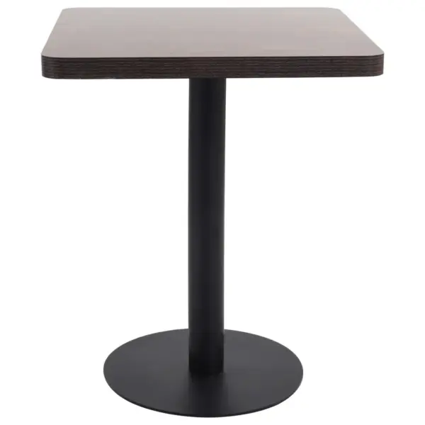 Bistroolaud tumepruun MDF lauaplaat ja must terasjalg 60 x 60 x 75 cm – 2