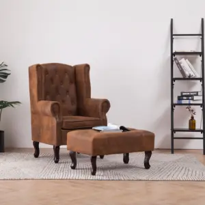 Chesterfield tugitool jalatoega, pruun kunstseemisnahk, komplekt