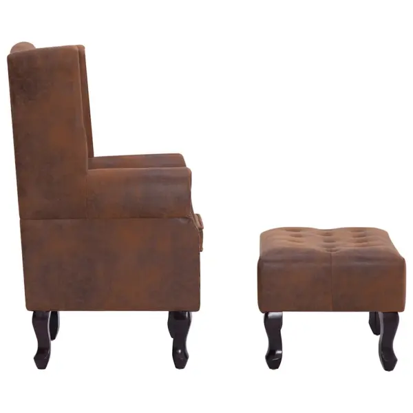 Chesterfield tugitool jalatoega, pruun kunstseemisnahk, komplekt – 3