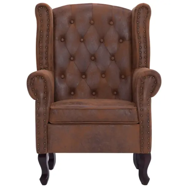 Chesterfield tugitool jalatoega, pruun kunstseemisnahk, komplekt – 4