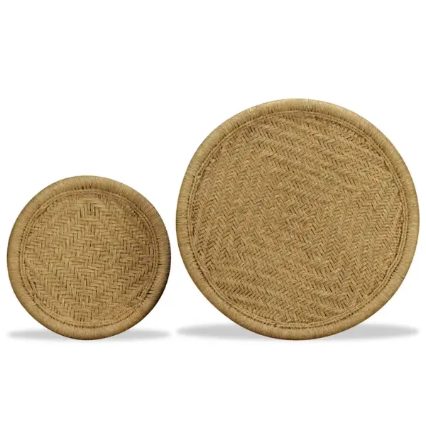 Käsitööna valminud džuutkohvilaudade komplekt, 2 tk, beež, terasraamiga, 59 ja 40 cm – 7
