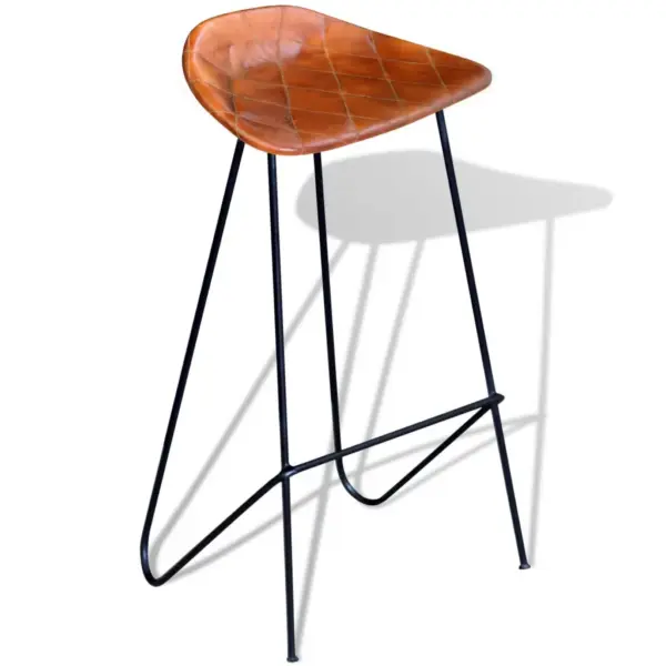 Ehtsast kitsenahast baaripukid, pruun iste, mustad rauast jalad, 2 tk, 42 x 45 x 86 cm – 2