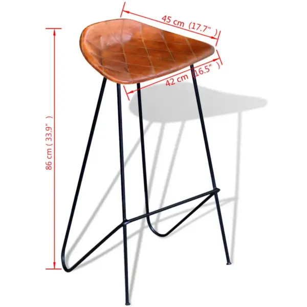 Ehtsast kitsenahast baaripukid, pruun iste, mustad rauast jalad, 2 tk, 42 x 45 x 86 cm – 5