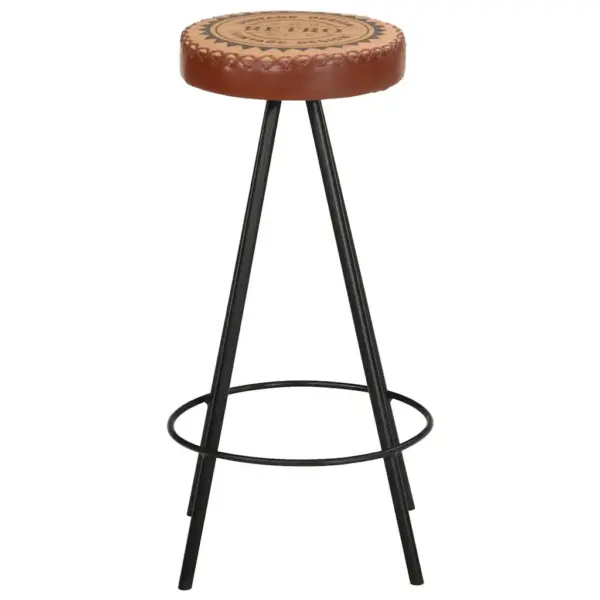 Tööstusliku stiiliga ehtsast nahast baaripukid, 4 tk, pruun/must, 30 x 76 cm – 2