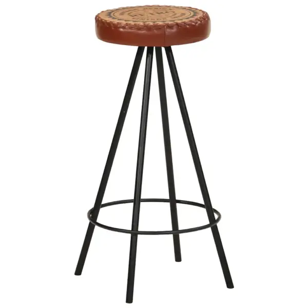 Tööstusliku stiiliga ehtsast nahast baaripukid, 4 tk, pruun/must, 30 x 76 cm – 11
