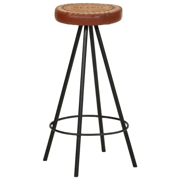 Tööstusliku stiiliga ehtsast nahast baaripukid, 4 tk, pruun/must, 30 x 76 cm – 9