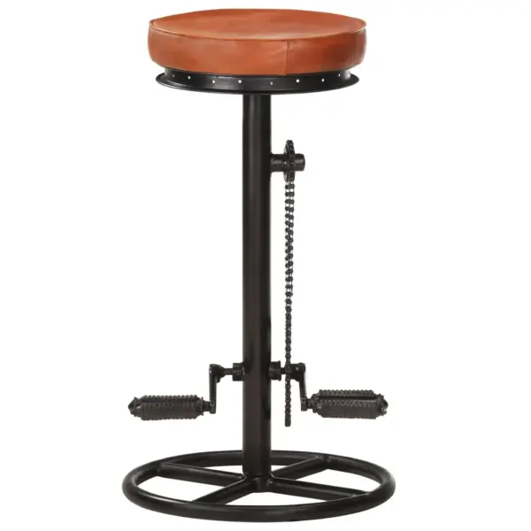 Industriaalstiilis baaripukid jalgrattapedaalidest jalatoega, 2 tk, ehtsast kitsenahast, pruun ja must, 44 x 44 x 75 cm – 3