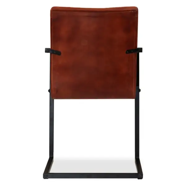 Retrodisainiga pruuni ehtsa nahaga söögitoolid käetugedega, terasraam, 6 tk – 7