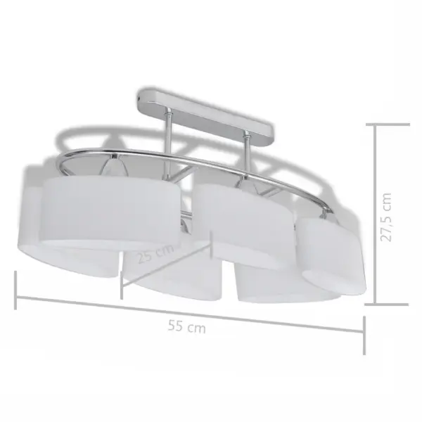 Valge ellipsikujuline laelamp kroomviimistlusega, 6 x E14, komplekt 4 tk, 550 x 250 x 275 mm – 7