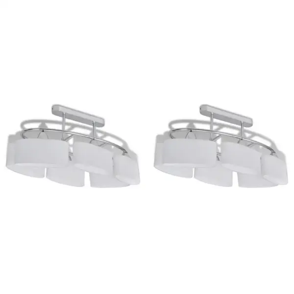 Ellipsikujuliste klaaskuplitega laelamp, 6 x E14, kroom, valge, 2 tk, 550 x 250 x 275 mm – 2