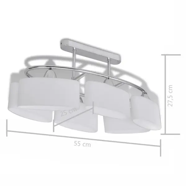 Ellipsikujuliste klaaskuplitega laelamp, 6 x E14, kroom, valge, 2 tk, 550 x 250 x 275 mm – 7