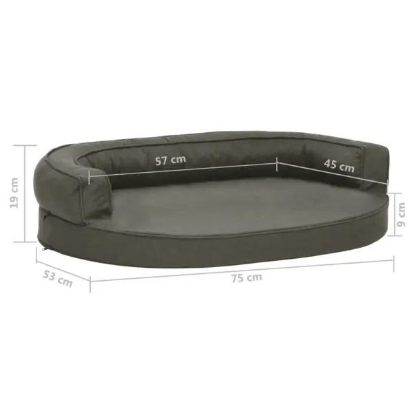 Ergonoomiline koeravoodi linase välimusega kangast, tumehall, 75 x 53 cm – 7