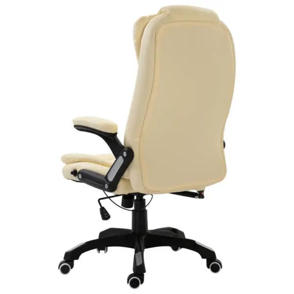Ergonoomiline kontoritool kõrge seljatoega, kreemjasvalge kunstnahk – 3