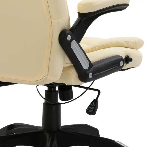 Ergonoomiline kontoritool kõrge seljatoega, kreemjasvalge kunstnahk – 6