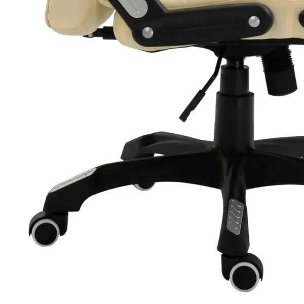 Ergonoomiline kontoritool kõrge seljatoega, kreemjasvalge kunstnahk – 8