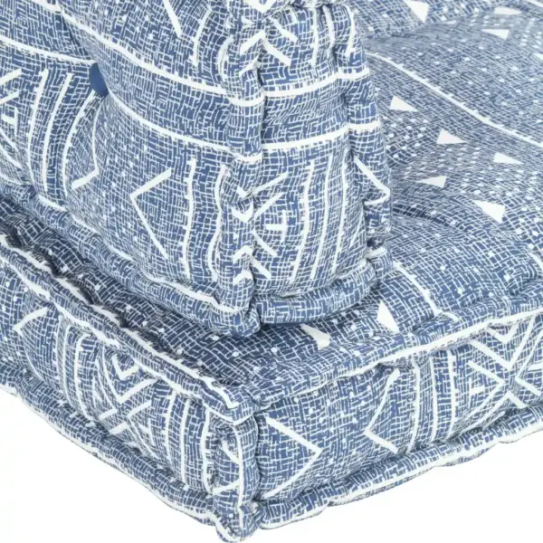Euroalustest diivanipatjade komplekt, indigosinine, puuvill, lapiline disain, 120 x 80 x 39 cm – 4