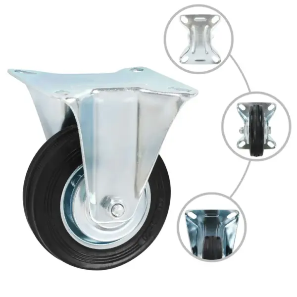 Kummist fikseeritud rattad mööblile, 100 mm, 4 tk, must – 2