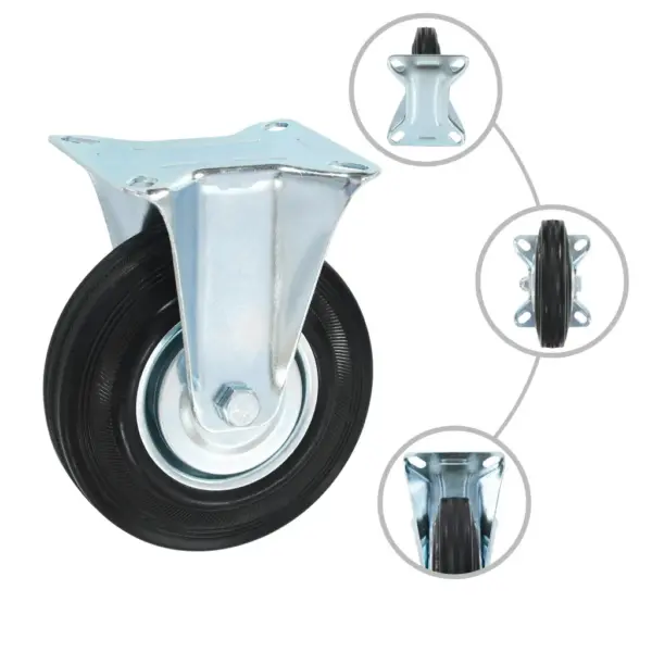 Fikseeritud kummirattad väikestele seadmetele, 24 tk, 125 mm, must – 2