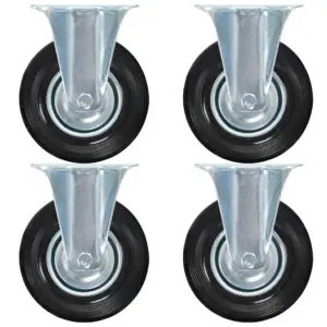 Fikseeritud kummirattad väikesele mööblile, must, 125 mm, 4 tk