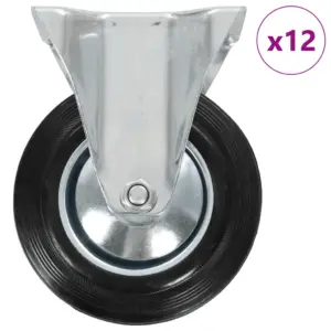 Fikseeritud kummirattad seadmetele ja mööblile, must, 160 mm, 12 tk, kandevõime 150 kg