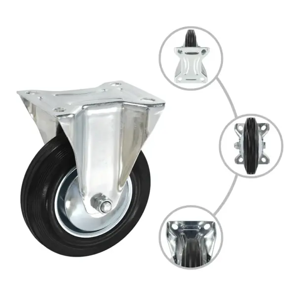 Fikseeritud kummirattad seadmetele ja mööblile, must, 160 mm, 12 tk, kandevõime 150 kg – 2
