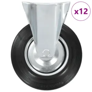 Fikseeritud kummirattad väikesele mööblile, 12 tk, 200 mm, must