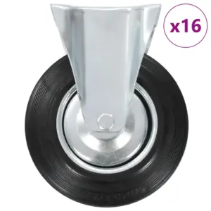 Fikseeritud kummirattad väikesele mööblile ja seadmetele, must, 200 mm, 16 tk