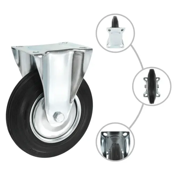 Fikseeritud kummirattad väikesele mööblile ja seadmetele, must, 200 mm, 16 tk – 2
