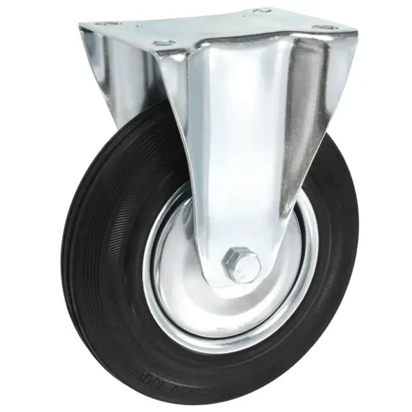 Mustad fikseeritud kummirattad kinnitusplaadiga, 24 tk, 200 mm, 180 kg – 3