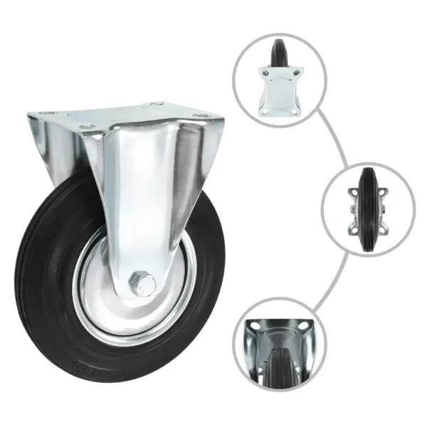 Fikseeritud kummirattad mööblile, must, 200 mm, tsingitud rauast kinnitusega, 32 tk – 2