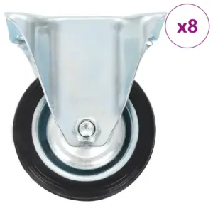 Fikseeritud kummirattad väikestele seadmetele ja mööblile, must, 75 mm, 8 tk