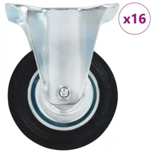 Fikseeritud mööblirattad 16 tk, must kumm, 100 mm, 70 kg