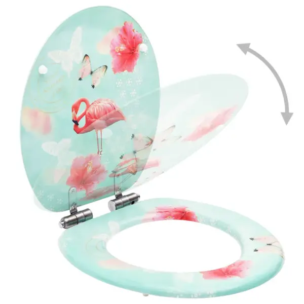 Pehmelt sulguva kaanega WC prill-lauad, flamingodisain, MDF, 2 tk – 2