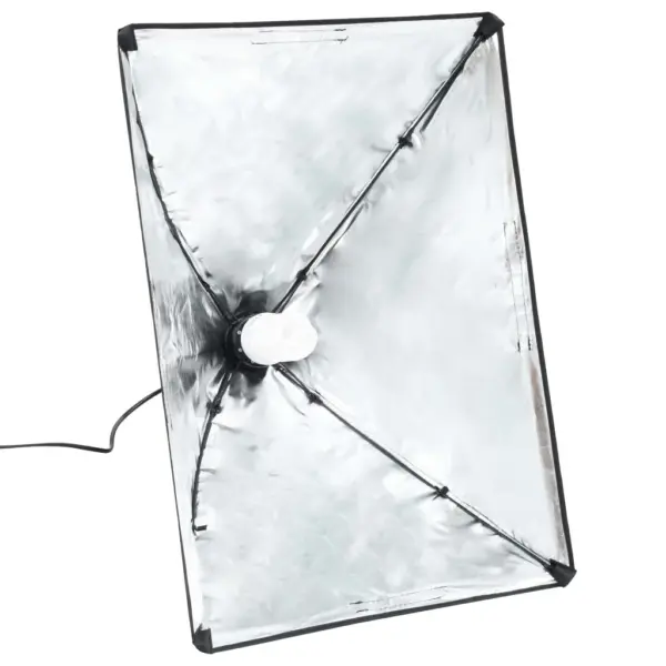 Fotostuudiokomplekt softbox-valgustuse ja taustasüsteemiga, valge 300 x 300 cm taustakangas, 2 softboxi, 4 statiivi – 5