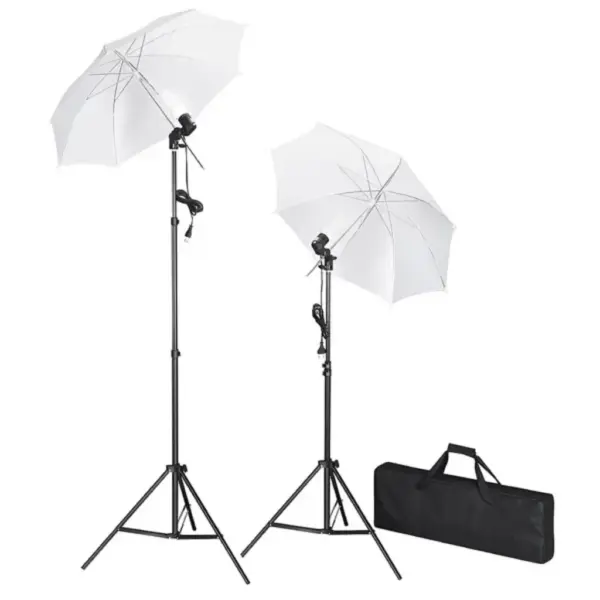 Fotostuudiokomplekt taustasüsteemi, 2 päevavalguslambi ja vihmavarjudega, must fototaust 500 x 300 cm - 3