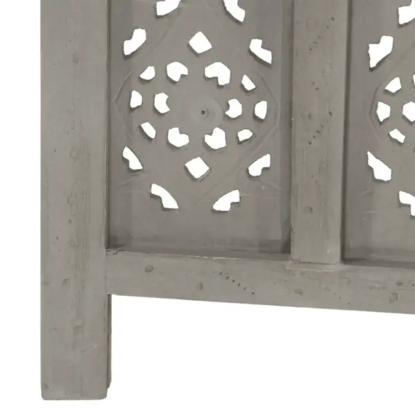 3-paneeliline kokkupandav sirm ruumijagaja, hall MDF ja mangopuit, 120 x 165 cm – 5