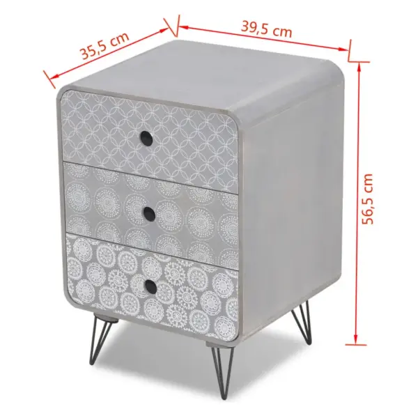 Hall 3 sahtliga kummut dekoratiivsete esipaneelidega, MDF ja teras, 39,5 x 35,5 x 56,5 cm - 5