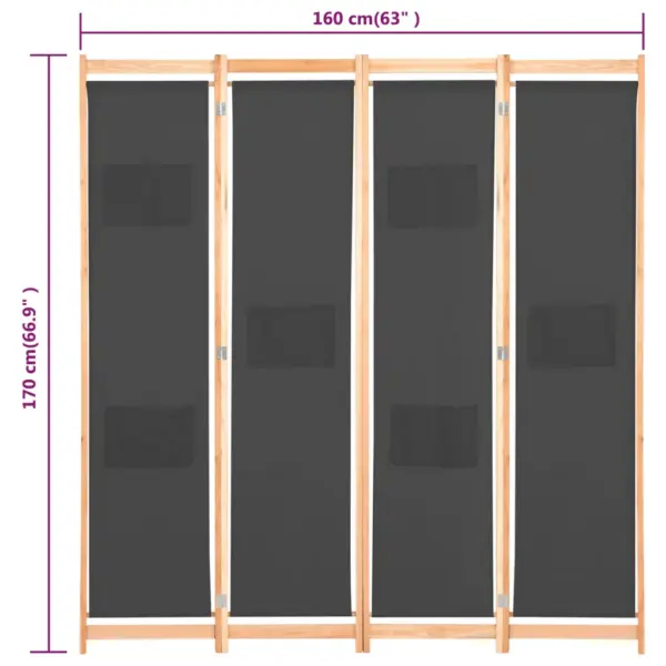 4-paneeliline hall toasirm taskutega, kangas, kuusepuidust raam, 160 x 170 cm – 8