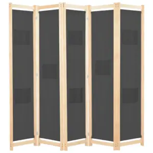5-paneeliga toasirm taskutega, hall kangas, kuusepuidust raam, 200 x 170 x 4 cm