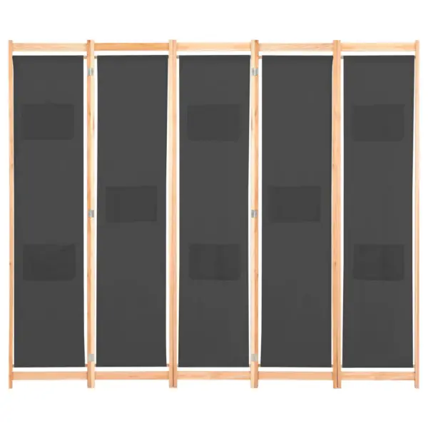 5-paneeliga toasirm taskutega, hall kangas, kuusepuidust raam, 200 x 170 x 4 cm – 2
