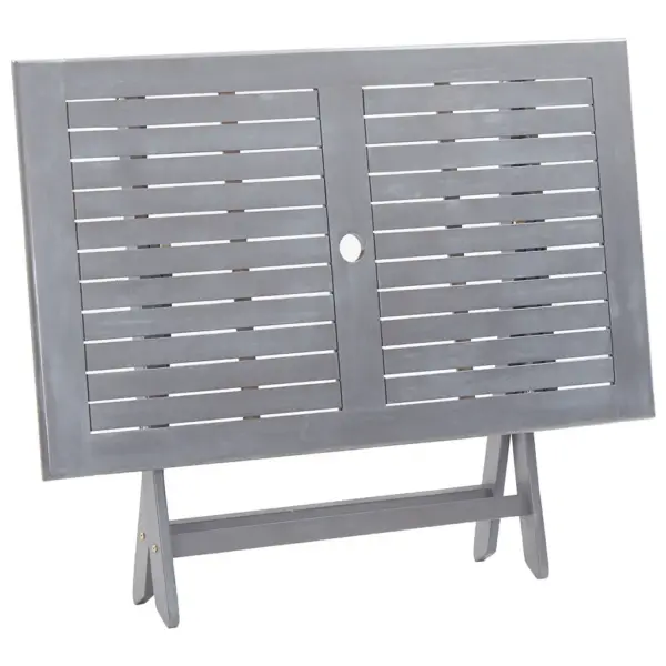 5-osaline hall akaatsiapuidust kokkupandav aiamööbli komplekt, laud 120 x 70 cm ja 4 tooli – 5